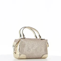 DIVAS - Borsa glitter nude con due manici e tracolla rimovibile, MADE IN ITALY