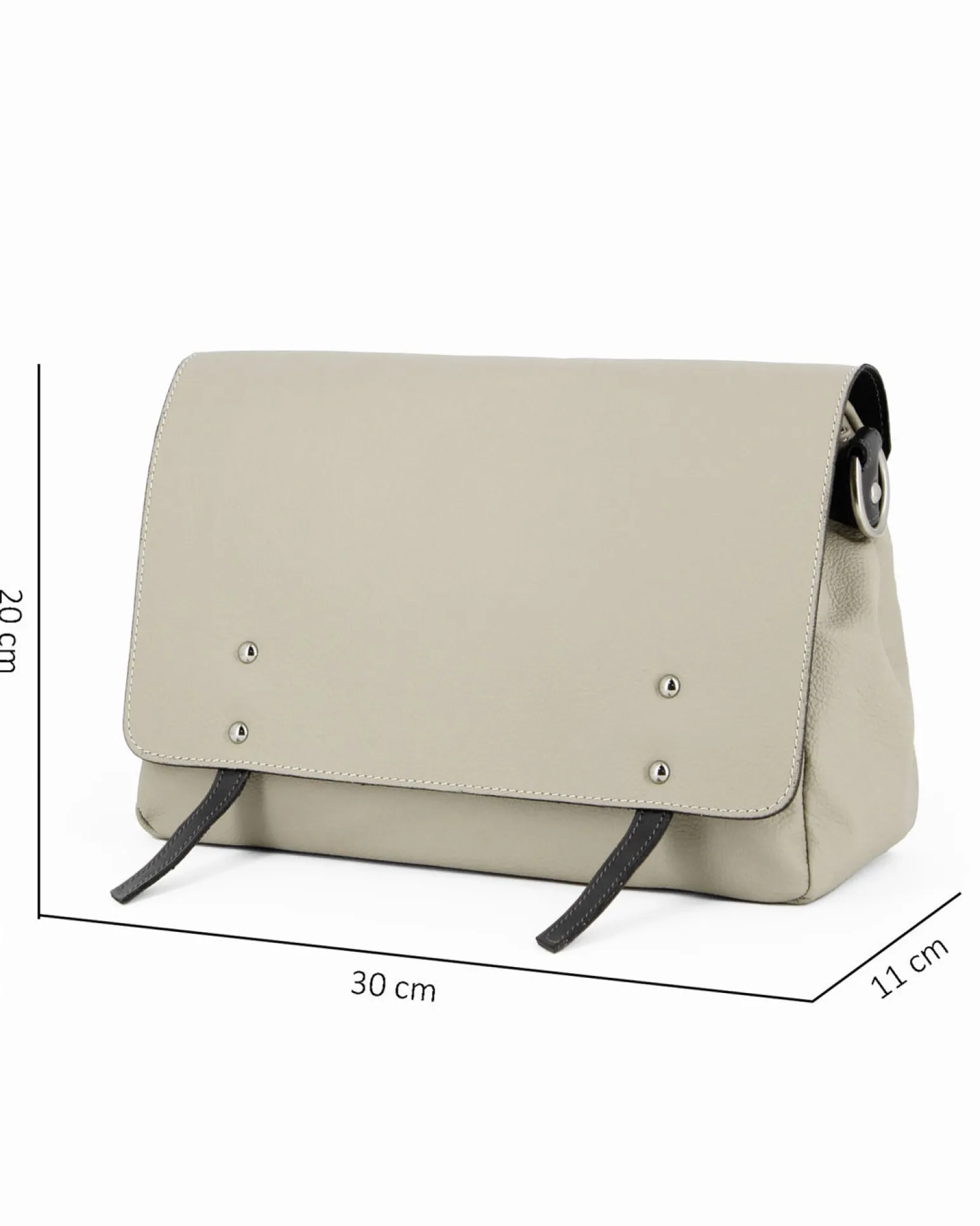 DIVAS - Borsa grigia modello postina VERA PELLE, MADE IN ITALY