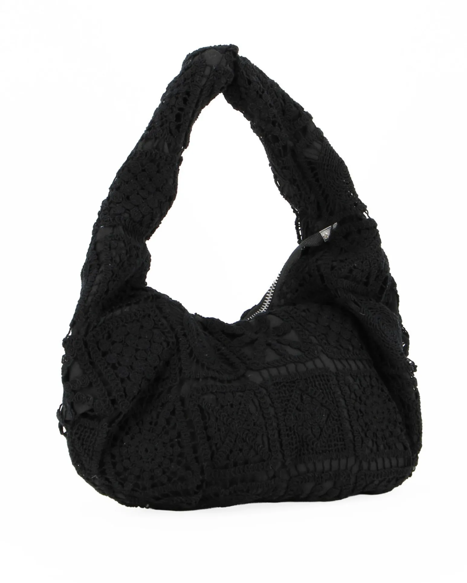 DIVAS - Borsa hobo in pizzo crochet nero