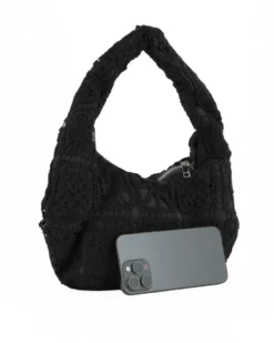 DIVAS - Borsa hobo in pizzo crochet nero
