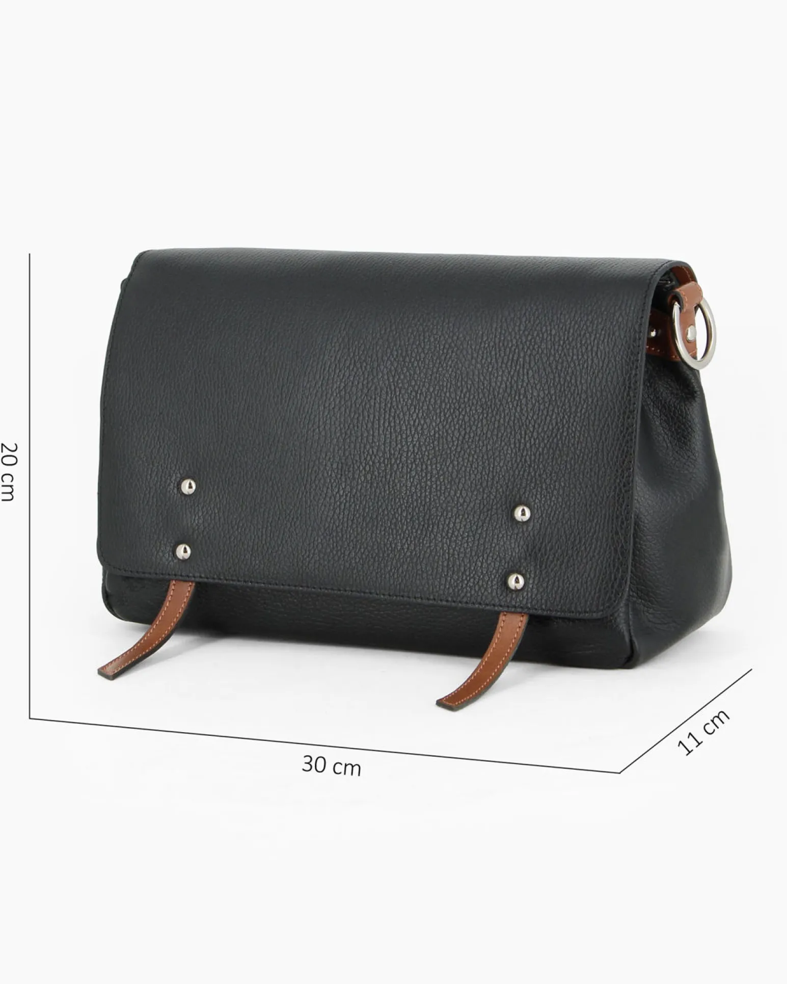 DIVAS - Borsa nera modello postina VERA PELLE - MADE IN ITALY