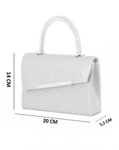 DIVAS - Borsa pochette argento con manico in metallo