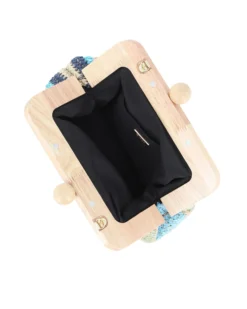 DIVAS - Borsa pochette in paglia multicolor con stecca in legno