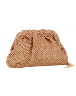 DIVAS - Borsa pochette marrone intrecciata effetto paglia