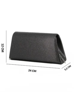 DIVAS - Borsa pochette nera da cerimonia con manico e catena metallo