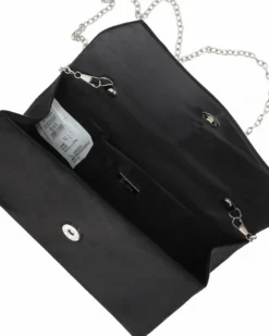 DIVAS - Borsa pochette nera scamosciata con manico perle