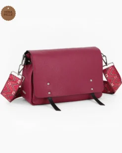 DIVAS - Borsa rubino modello postina VERA PELLE, MADE IN ITALY