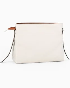 DIVAS - Borsa sacca beige in VERA PELLE con tracolla nastro - MADE IN ITALY