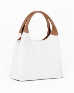 DIVAS - Borsa sacca bianca in VERA PELLE con tasca frontale, tracolla removibile - MADE IN ITALY