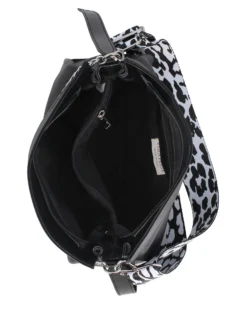 DIVAS - Borsa sacca nera in VERA PELLE con tracolla nastro - MADE IN ITALY