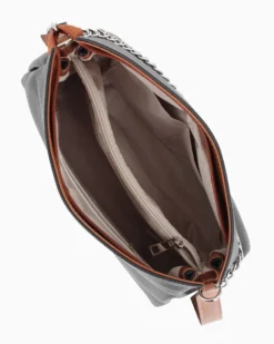 DIVAS - Borsa sacca nera in VERA PELLE con tracolla nastro - MADE IN ITALY