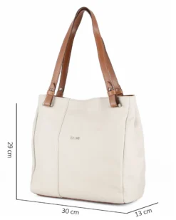 DIVAS - Borsa shopping beige tre scomparti VERA PELLE - MADE IN ITALY