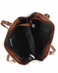 DIVAS - Borsa shopping beige tre scomparti VERA PELLE - MADE IN ITALY