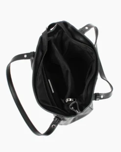 DIVAS - Borsa shopping nera tre scomparti VERA PELLE - MADE IN ITALY