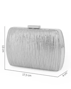 DIVAS - Clutch argento con doppia catenella