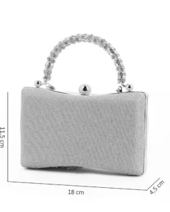 DIVAS - Clutch argento in lurex con manico gioiello