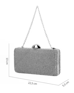 DIVAS - Clutch argento ricoperta di strass con chiusura metallica