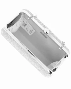 DIVAS - Clutch argento rigida effetto ondulato con manico e pomello