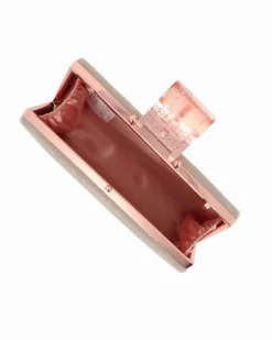 DIVAS - Clutch glitterata champagne con chiusura gioiello