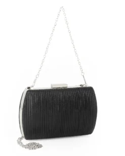 DIVAS - Clutch nera con doppia catenella