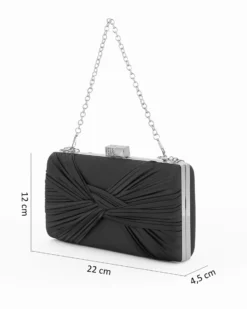 DIVAS - Clutch nera in raso con fiocco e chiusura metallica