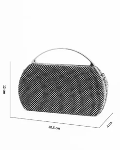 DIVAS - Clutch nera in strass, tracolla removibile