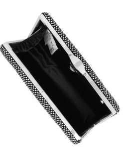 DIVAS - Clutch nera ricoperta di strass argento con chiusura metallica