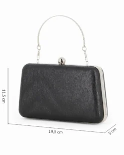 DIVAS - Clutch nera rigida effetto ondulato con manico e pomello