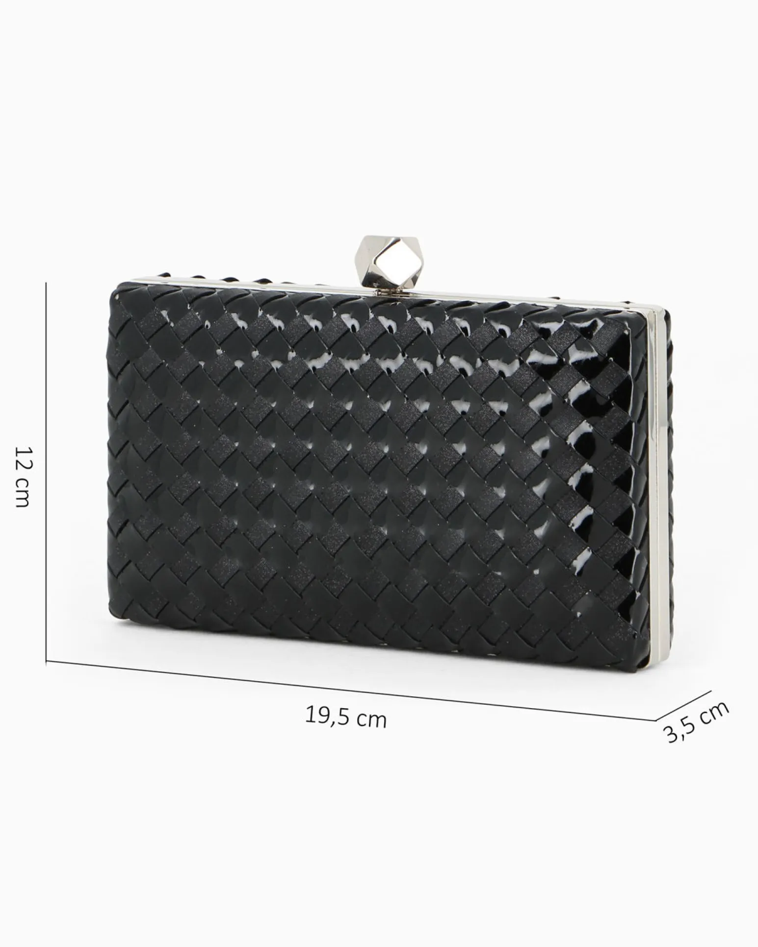 DIVAS - Clutch nera rigida intrecciata con pomello
