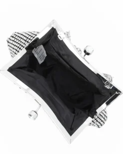 DIVAS - Clutch nera rivestita di strass con chiusura a girello