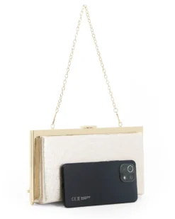 DIVAS - Clutch oro con bordatura in metallo