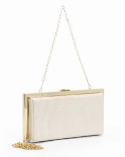 DIVAS - Clutch oro con bordatura in metallo