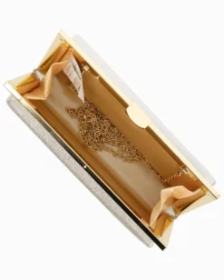 DIVAS - Clutch oro con bordatura in metallo