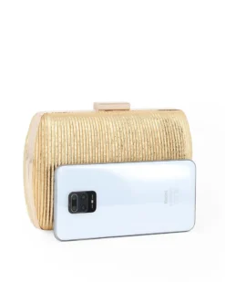 DIVAS - Clutch oro con doppia catenella