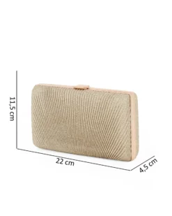 DIVAS - Clutch oro glitterata con righe verticali e chiusura metallica