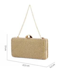 DIVAS - Clutch oro ricoperta di strass oro con chiusura metallica
