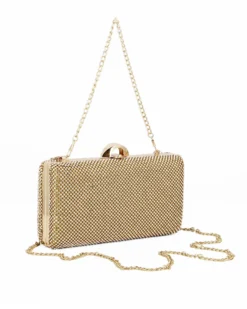 DIVAS - Clutch oro ricoperta di strass oro con chiusura metallica