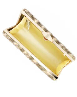 DIVAS - Clutch oro ricoperta di strass oro con chiusura metallica