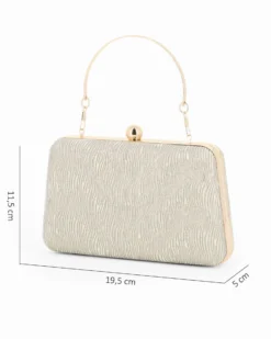 DIVAS - Clutch oro rigida effetto ondulato con manico e pomello