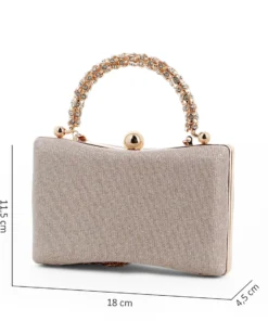 DIVAS - Clutch oro rosa in lurex con manico gioiello