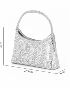 DIVAS - Minibag argento in strass, catenina removibile