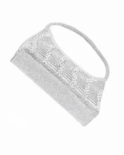 DIVAS - Minibag argento in strass, catenina removibile