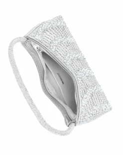 DIVAS - Minibag argento in strass, catenina removibile