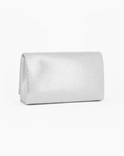 DIVAS - Pochette argentata con patta tutta strass