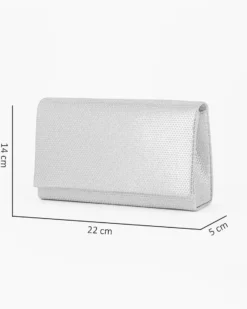DIVAS - Pochette argentata con patta tutta strass