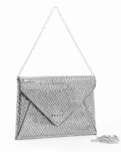 DIVAS - Pochette argento con strass