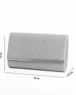 DIVAS - Pochette argento glitterata con filo di strass sulla patta, tracolla removibile