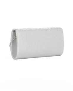 DIVAS -  Pochette argento tutta strass con patta