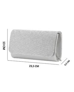DIVAS -  Pochette argento tutta strass con patta