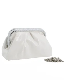DIVAS - Pochette bianca con bordi di strass
